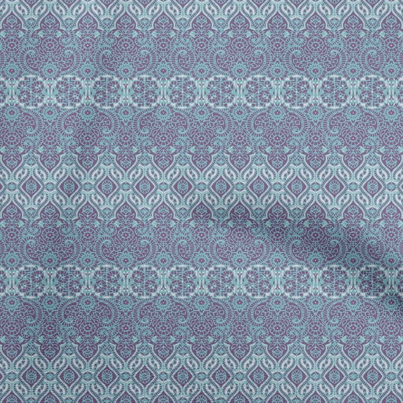 oneOone Polyester Spandex Turquoise Blue Fabric Asian Traditional Motif Sewing Material Print Fabric By The Yard 56 Inch Wide