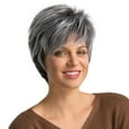 thumbnail image 5 of WXLCISI Synthetic Short Ombre Gray Pixie Haircut Wig with Bangs Glueless Layered Wig Wavy Grey to Black Wigs for Women, 5 of 8