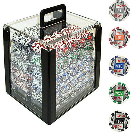 Trademark Poker 1000 11.5 Gram 4 Aces with Denominations Poker Chips in Acrylic