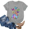 thumbnail image 2 of Gibobby Camisetas Mujer Baratas Manga Corta Camiseta verano para mujer, camiseta informal manga corta con gráfico(Gris,M), 2 of 4