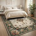 thumbnail image 3 of ODIKA 8'x10' Washable Area Rug Non-Slip Chair-Friendly Mat Vintage Boho Scroll Frame Distressed Border Scrolls Ornamental for Dining Room, Large Office, Lounge, 3 of 7