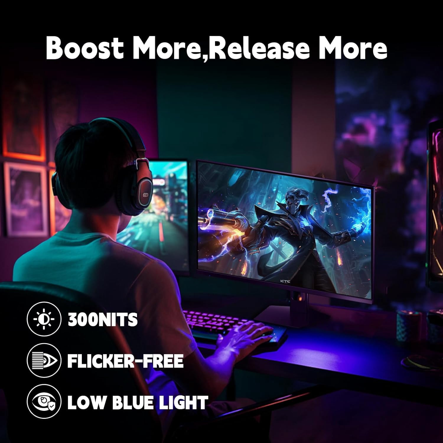 KTC Gaming Monitor 27 Inch 180Hz 1ms | Fast IPS Screen 1080P Monitor | 2 x HDMI 2.0 & 1 x DisplayPort 1.4 | Support FreeSync and Wall Mount | 108% sRGB with HDR10