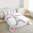 thumbnail image 3 of Homewish Paris Bedding Comforter Set,Eiffel Tower Twin Comforter Sets,Pink White Bedding Set For Girls Kids,Microfiber Bedroom Decor Reversible,2-Piece, 3 of 8