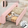 thumbnail image 7 of Homfa Twin Size LED Bed Frame with Storage, Wingback Platform Bed with Velvet Upholstered Headboard, Pink, 7 of 7