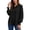 *Black, variant on Women's Smocked Cuff Button Down Shirt , Ladies' Long Sleeve Work Blouse , Elegant Hidden Placket Office Top For Women, Navy , S-2XL