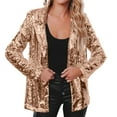 thumbnail image 3 of ZHOUCHANKIDS Women's Sequin Jackets Open Front Blazer Jacket Casual Long Sleeve Sparkly Cardigan Coat Gold S, 3 of 9