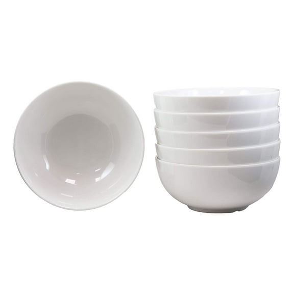 Ebros Pack Of 6 Large Contemporary Round White Jade Ramen Pho Vegetable Bowls