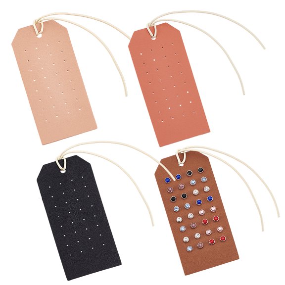 4Pcs 4 Colors Portable Leather Earring Holders 32 Holes Earring Displays 4.3x2.2 Inch Imitation Leather Stud Holder Earrings Organizer Hanging Jewelry Organizer for Earrings Studs Jewelry