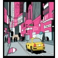 thumbnail image 3 of Ambesonne New York Duvet Cover Sets, View of Manhattan and Taxi, 2-Queen, Grey Teal Pink, 3 of 7