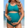 thumbnail image 3 of Sociala Maternity Square Neck One Piece Swimwear for Womens Modest Cut Out Bathing Suits Pregnancy Swimsuit, 3 of 8