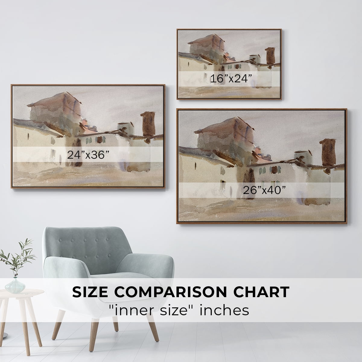 Vintage Landscape-M By Wexford Home Framed in Walnut Wood Gallery Wrapped Canvas 27 in. x 41 in.