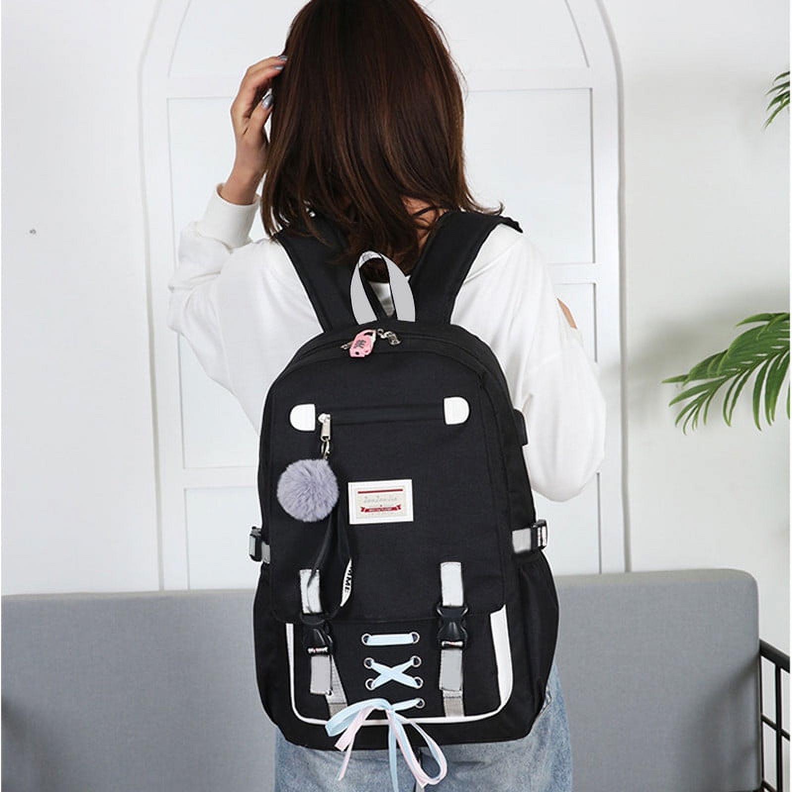 School Bags Large Bookbags for Teenage Girls USB with Lock Anti Theft Backpack Women Book Bag Youth Leisure College - image 4 of 6