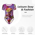 thumbnail image 4 of Salouo Fruit Parfait Colorful for Women's Short Sleeve Bodysuit,Sexy Bodysuits One Piece Round Neck Bodysuit Shapewear Tummy Control-X-Large, 4 of 7