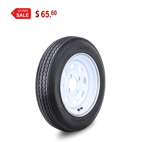 WANDA Trailer Tire Wheel Assembly 4.80-12 6-Ply C 79M 4 Lug on 4" PCD White Spoke Rim