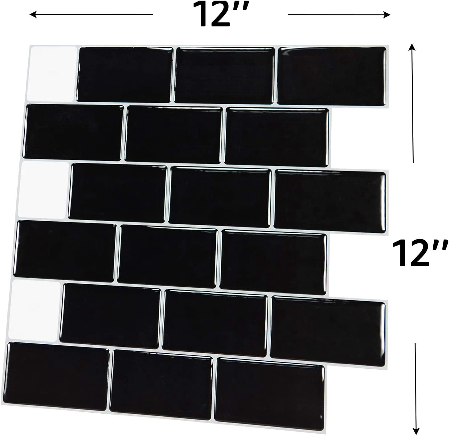 Art3d Peel and Stick Backsplash Tile Black Self Adhesive Removable Sticker Kitchen Bathroom 3D Wall Sticker Subway Tiles (10-Pack)