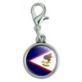 thumbnail image 1 of American Samoa US Territory Flag Antiqued Bracelet Pendant Zipper Pull Charm with Lobster Clasp, 1 of 4
