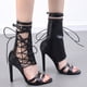 thumbnail image 4 of Botas frescas con cremallera lateral y hebilla de cinturón con tiras huecas y punta abierta de tacón alto sexy para mujer Wmkox8yii hfjk1808, 4 of 7
