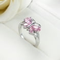 thumbnail image 2 of Pink Zircon Butterfly Ring Platinum Plated Copper Elegant Dainty Fashion Jewelry Sparkling Chic Accessory Gift, 2 of 6