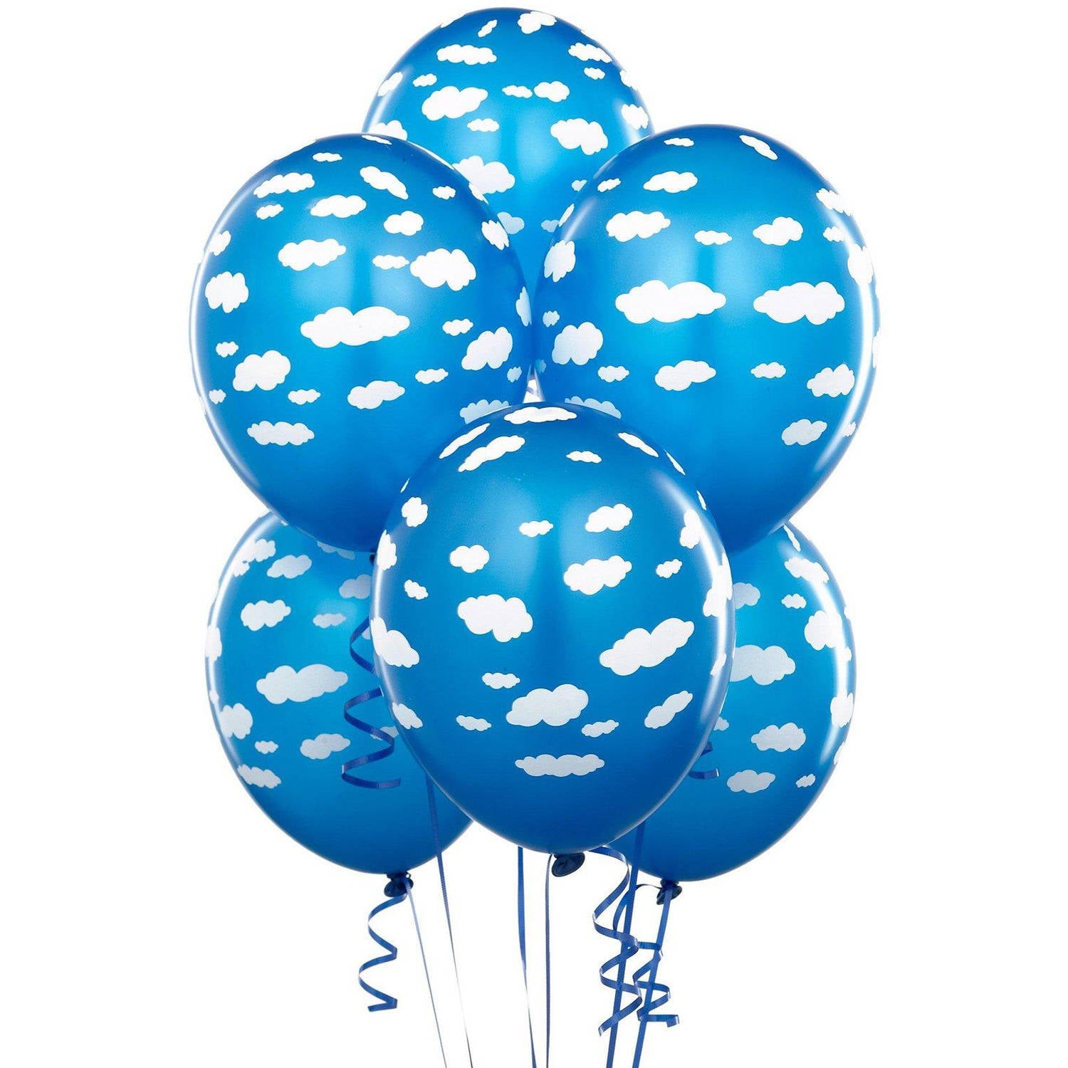 Mid Blue with Clouds Matte Balloons, 6pk