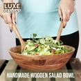thumbnail image 5 of Luxe Designs Wooden Salad Bowl Set - Food Safe & Sustainable Decorative Bowl - Wood Bowl for Fruits, & Salads - Easy to Clean Large Salad Bowls Set w/Spoon, Fork – Wooden Bowls for Food, 5 of 9