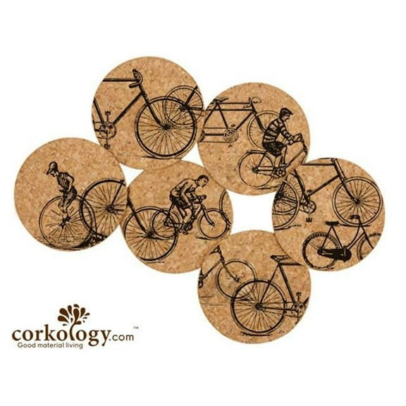 Corkology 390 Bicycles Cork Coaster Sets