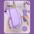 thumbnail image 4 of Large Capacity Pencil Case, Multi-Compartment Pen Bag with Handle, Durable Zipper Pencil Pouch, Portable Makeup & Cosmetic Pouch, Stationery Organizer for Office, Work & Daily Use, Purple, 4 of 4