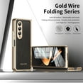 thumbnail image 3 of Dteck Case for Samsung Galaxy Z Fold 3,Luxury Leather Built-in Screen Protector Case Shockproof Electroplated Hard PC Bumper Cover for Galaxy Z Fold 3 5G,Black, 3 of 9