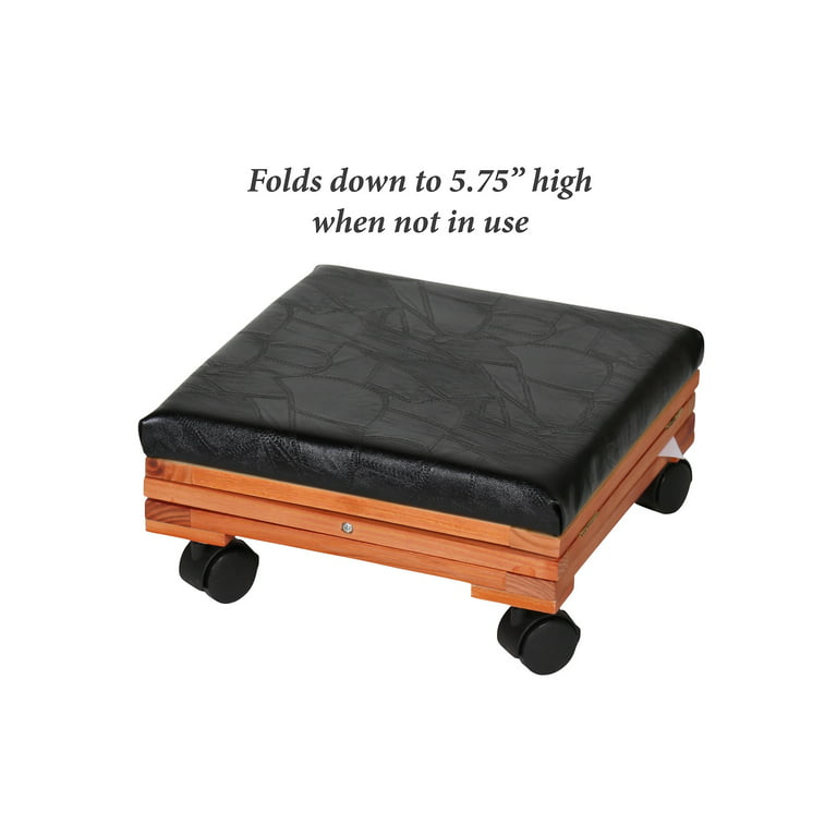 Folding Foot Stool Ottoman, Wheels Adjustable Height Wood Fleece -  Walmart.com