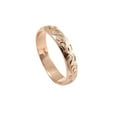 thumbnail image 2 of 14K rose gold custom hand engraved Hawaiian queen plumeria scroll band ring 4mm size 13, 2 of 4
