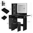 thumbnail image 2 of Gaderth Vanity Desk Set With Lighted Mirror And Power Strip, Foldable Makeup Vanity Desk With Adjustable LED Lighting, Drawers, Storage Shelves And Cushioned Stool Set For Bedroom Dressing Room, 2 of 8
