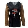 thumbnail image 4 of DPTALR Femme T-Shirt à Col en V à Manches Longues d'Automne Imprimé Blouse à Capuche Hauts, 4 of 5