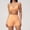 Orange, variant on PISONIC Workout Sets for Women Spaghetti Straps Halter Neck Sports Bra High Waist Biker Shorts 2 Piece Gym Outfits