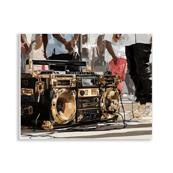 Stupell Industries Golden Stereo Hip Hop Beats Wall Plaque Art, design by Franklyn Gregory