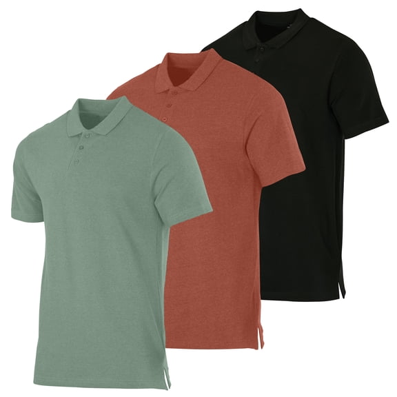 Real Essentials 3 & 4 Pack: Men's Cotton Pique Short Sleeve Polo Shirt - Performance Polo (Available In Big & Tall)