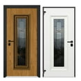 thumbnail image 4 of Front Exterior Prehung Steel Door / Ballucio 6644 Natural Oak / 2 Side Exterior Windows Sidelites/ Entry Metal Modern Painted W14+36+14x80 Right-hand, 4 of 5