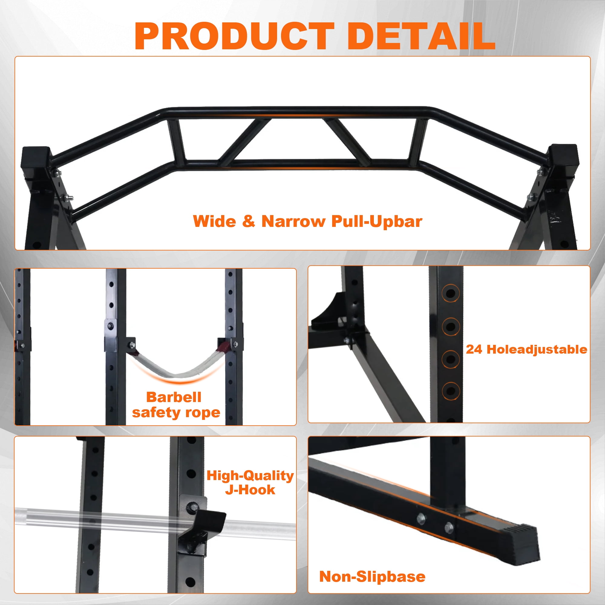 FlexWave Four-Post Power Cage, All-Black, 2x2 Steel Frame for Home Strength & Squat Training