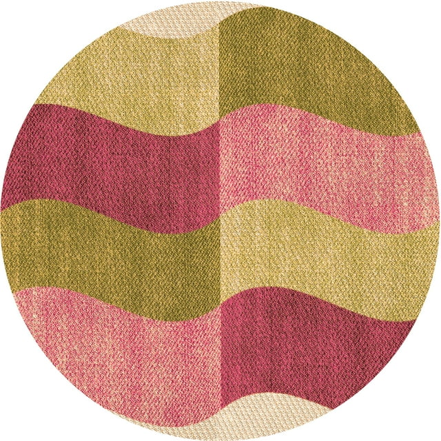Ahgly Company Tapis Rond Lavable en Machine Intérieur Transitionnel Jaune Orange, 6 Pieds Rond