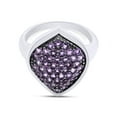 thumbnail image 3 of 1.60 CT Round Cut African Violet Amethyst Leaf Frame Engagement Ring In 14K White Gold Plated Sterling Silver (Color: Violet, Clarity: VVS1-VVS2, 1.60 Cttw) -6.5, 3 of 8