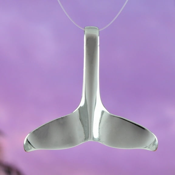 Beautiful Hawaiian Whale Tail Necklace, Sterling Silver Whale Tail Pendant, N6102 Birthday Valentine Mom Gift, Island Gift for Him