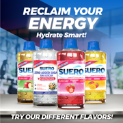 Suero Repone Electrolyte Drink with Zinc, Strawberry Flavor Adults and Children 1 Year and Older 1L (8 Pack)