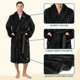 thumbnail image 2 of PAVILIA Mens Soft Robe Bathrobe for Men, Lightweight Fleece Male Robe Long Bath Shower Spa with Shawl Collar and Pockets (Black, L/XL), 2 of 8