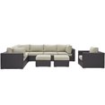thumbnail image 2 of Modway Rattan Convene 9-Piece Wicker Outdoor Patio Furniture Sectional, Beige, 2 of 8