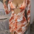 thumbnail image 4 of AOOOWER Tie Dye 3-Piece Knotted Swimming Suit Wrap Beachwear Gather Bikini for w/ Cover, 4 of 20