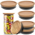thumbnail image 4 of 6Pcs Storage Lids Set Airtight Acacia Wood Canning Jar Lids with Silicone Sealing Rings Reusable Canning Covers Lids Dishwasher Safe for Mugs and Jars 5.5x7.2x2cm/7x9x2cm, 4 of 13