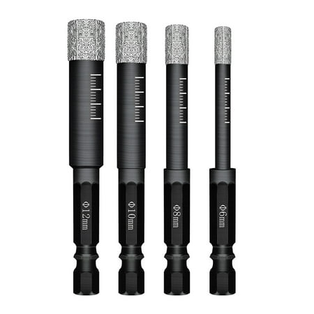 

Ekeka Clearance ! 4pcs Drill Bit Set Vaccum Brazed Diamond 6mm 8mm Durable Hex Handle Hole Saw Dry