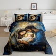 thumbnail image 2 of Manfei Merry Christmas Full Size Comforter Sets,Gold Glitter Print Bedding Comforter Set,Oil Painting Artistic Bedding Sets For Boy Girl,Luxury Bedroom Decor Reversible,3pcs, 2 of 8