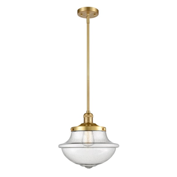 Innovations Lighting  Franklin Restoration Oxford - 1 Light 12" Stem Hung Mini Pendant Satin Gold/Seedy