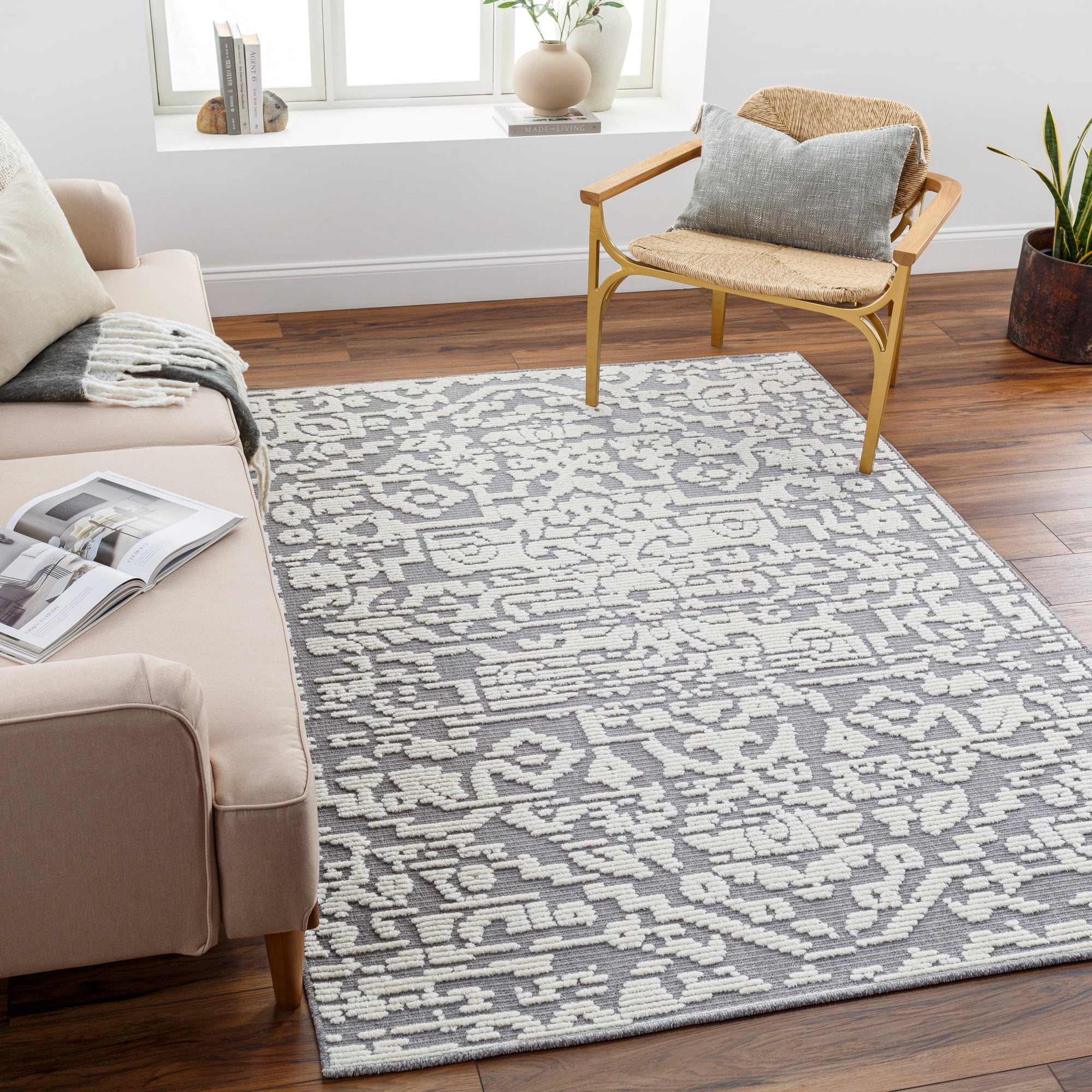 Artistic Weavers  Gray/Cream 2'6" x 8'  Machine Washable Runner Area Rug