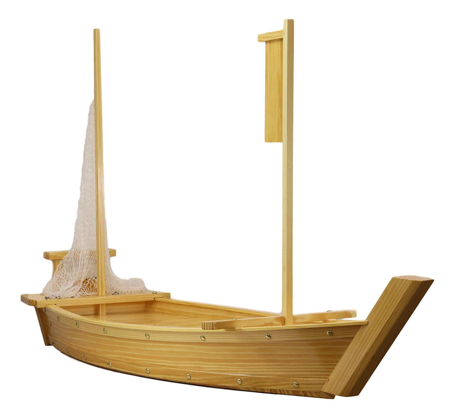 Detailed wooden assembled display model of traditional fishing boat 
