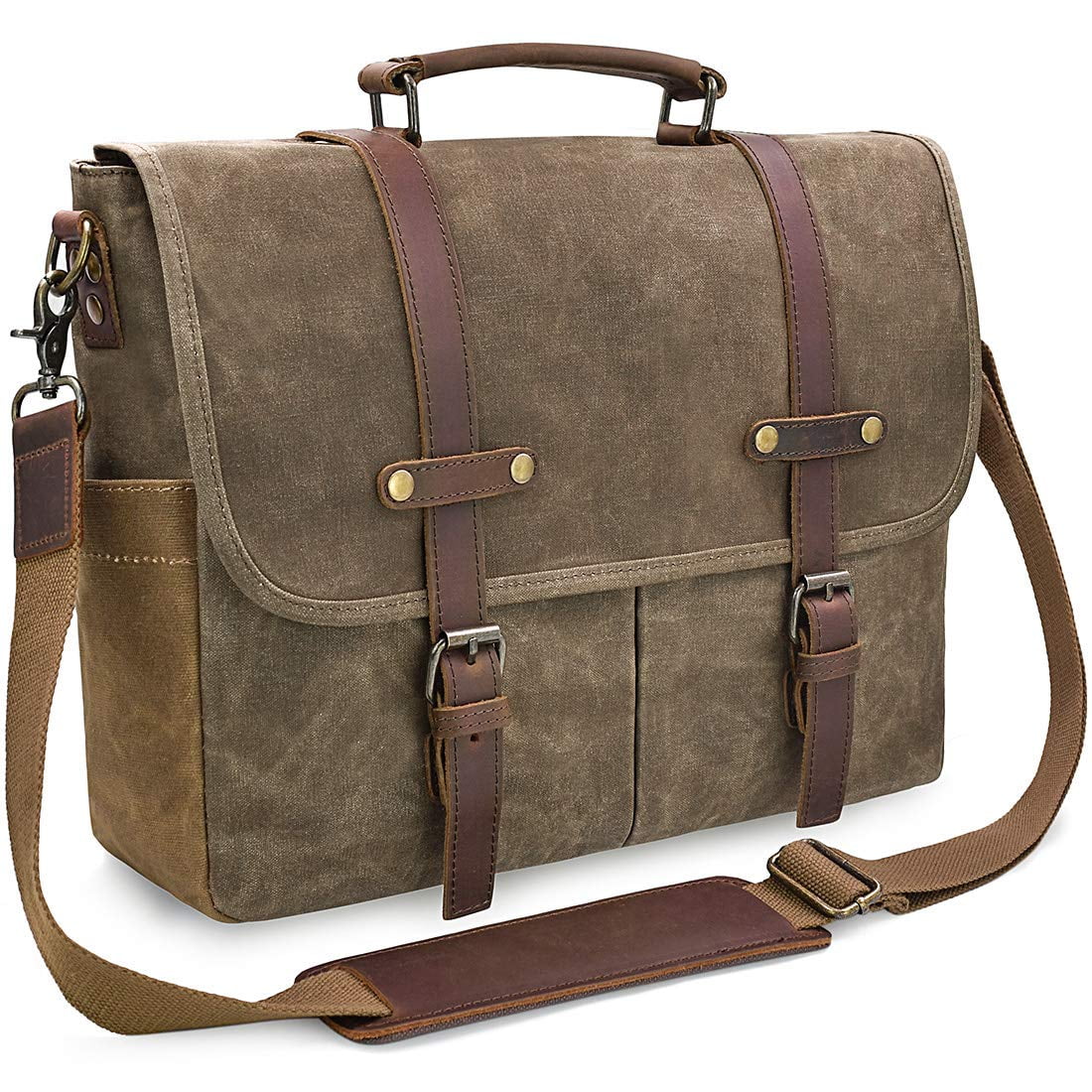 Vintage Genuine Leather Laptop Briefcase messenger satchel bag Shoulder Brown 